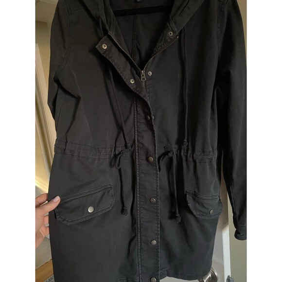 Lucky Brand Black Lyocell Utility Jacket Stretch Medium Fall Spring Womens Coat - Picture 4 of 10